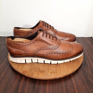 Cole Haan Zerogrand Mens 10.5 Shoes British Tan Leather Wing Tip Dress Sneakers